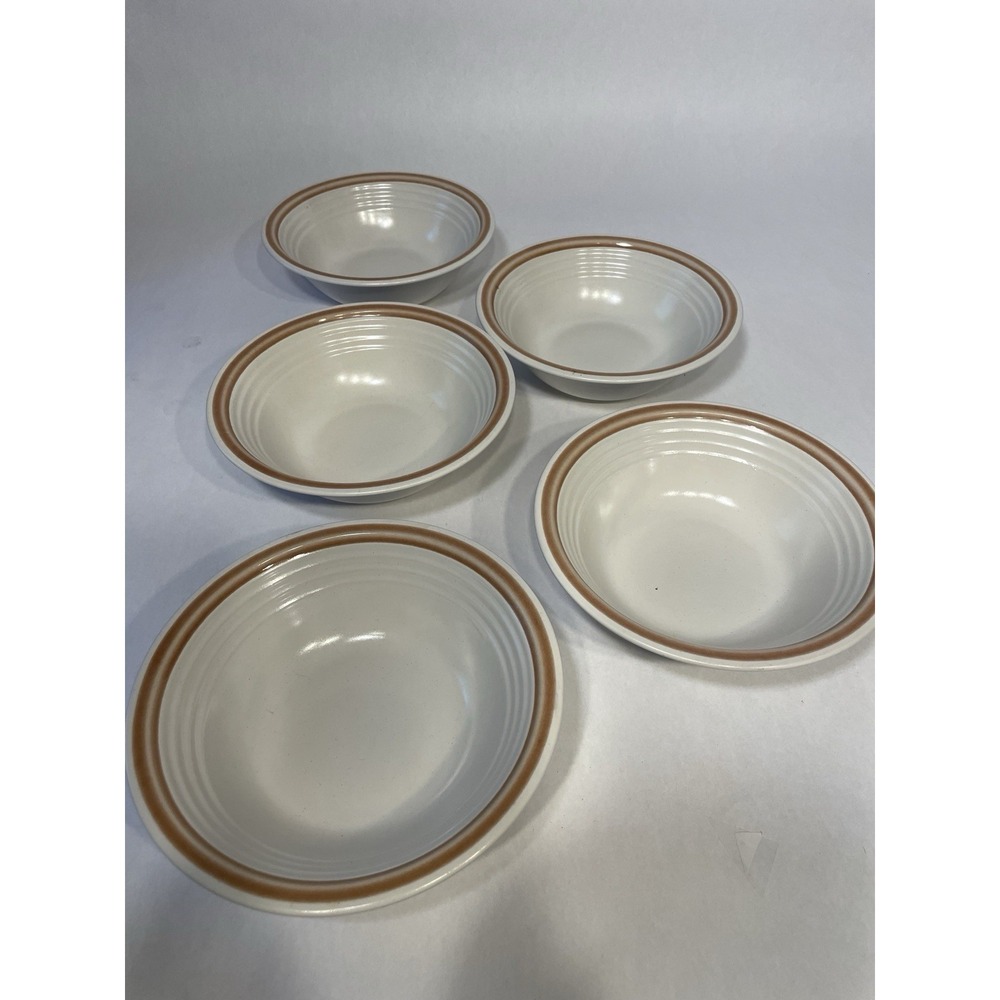 Set of 5 Genuine Stoneware 6" Bowl Brown Japan
